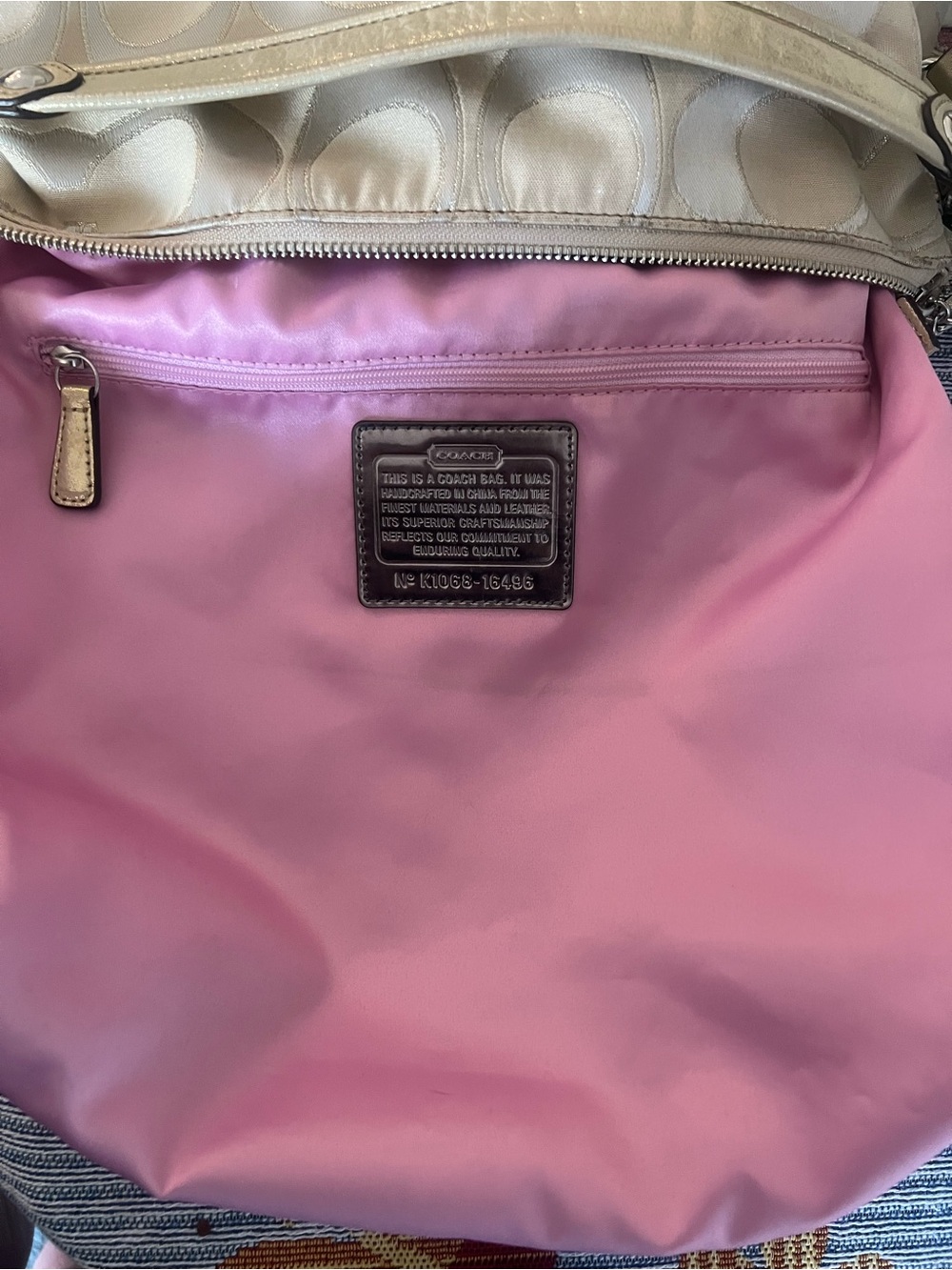 Coach 2006 Poppy Signature Gold Khaki Sparkly Hobo Shoulder Crossbody Y2K Bag - Picture 12 of 16